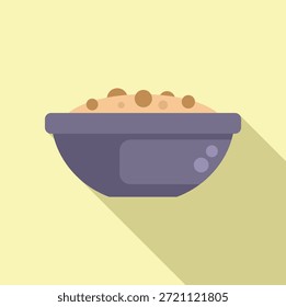 Gráfico de Vector de diseño plano de un tazón púrpura con cereal sobre un fondo pastel