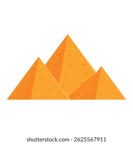 Flat design vector graphic of stylized orange pyramids on an isolated background