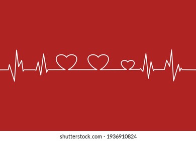 Flat Design Vector Graphics Of Heart Vital Pulse ECG Signs Frequency For Family Farther Mother Children 