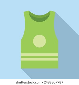 Flat design vector of a green sport tank top on a blue background