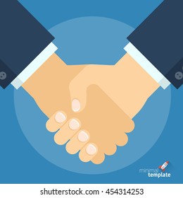 Flat design vector handshake icon template  for application interface, presentation and web design. Handshake icon with two hands. Business handshake icon for  contract, treaty, partnership,  