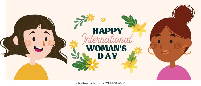 flat design vector happy international women day beautiful female illustration