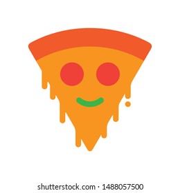 Flat design vector happy pizza slice
