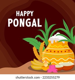 flaches Design Vektor glückliches Pongal Festival zum Feiern der Ernte