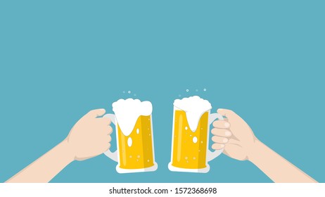 Flat design vector of human hand holding a cup of beer,cheer,party,celebration