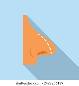 Flat design vector of a human nose in profile with shadow detail