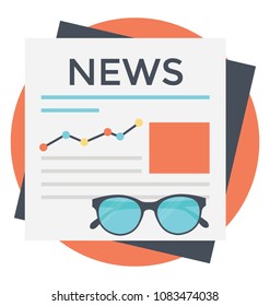 
Flat design vector icon of business newspaper with eye glasses
