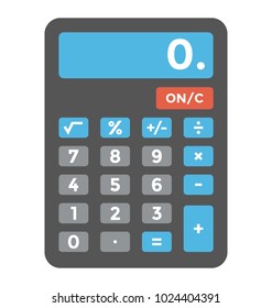 A flat design vector icon of calculation device, calculator 