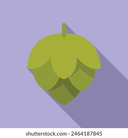 Flat design vector icon of green hops with shadow, perfect for brewing and beerrelated themes