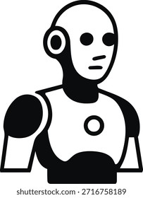 Icono de Vector de diseño plano de un robot humanoide con estilo moderno de IA, perfecto para App en tecnología, proyectos de inteligencia artificial, presentaciones y marca futurista. EPS 10 y JPEG de alta resolución incluidos.