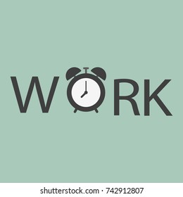 Flat design. Vector icon isolated on background. Cartoon alarm clock ringing. Wake up morning concept.