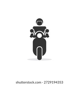 Icono de Vector de diseño plano de un motociclista desde la parte delantera.