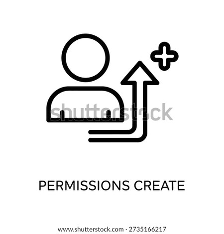 Flat design vector icon of permissions create symbol with plus sign, ideal for access control, authorization, and digital security concepts.