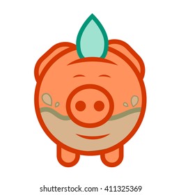 Flat design vector icon of piggy bank to economize and saving water