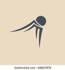 Flat design vector icon with silhouette of a shuttlecock for badminton