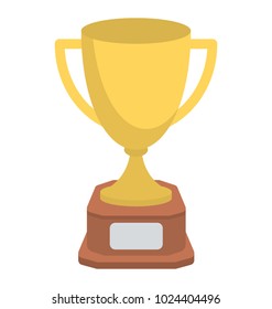 A flat design vector icon of winner trophy 