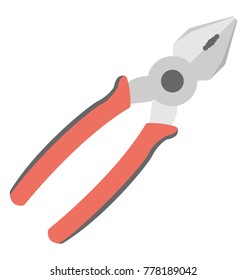 
Flat design vector icon of wire cutter plier 
