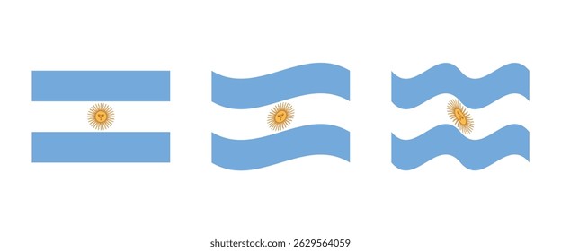 Flat design vector icons of Argentina flag