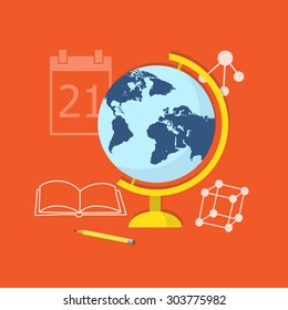 Flat design vector  icons of education - eps10