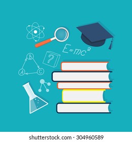 Flat design vector  icons of school. EPS 10
