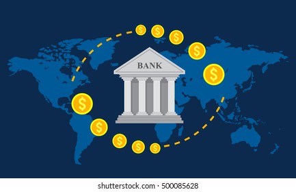 Flat design vector illustration banking concepts. Global foreign exchange market.