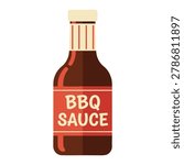 Flat design vector illustration of a BBQ sauce bottle
