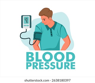 flat design vector illustration of blood pressure check, isolated on white background