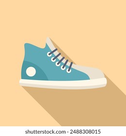 Flat design vector illustration of a blue hightop sneaker with shadow effect