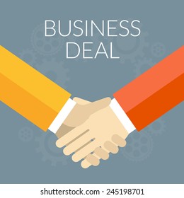 Flat design vector illustration. Business deal concept. Handshake vector illustration
