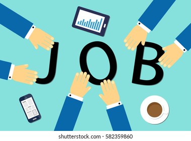 Flat design vector illustration business concept for Job.