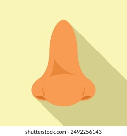 Flat design vector illustration of a cartoonstyle orange nose with a cast shadow