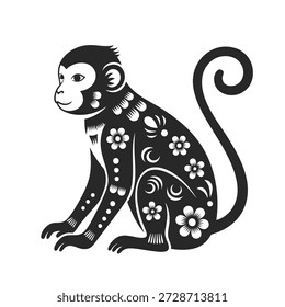 Ilustración vectorial de diseño plano de un mono zodiaco chino