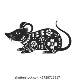 Flat design vector illustration of a Chinese zodiac rat