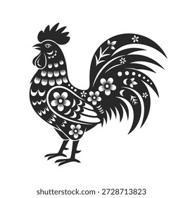Flat design vector illustration of a Chinese zodiac rooster