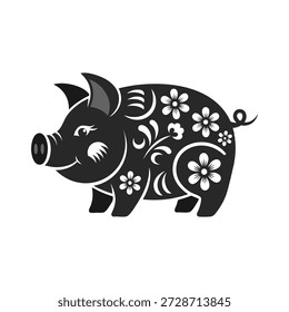 Flaches Design, Vektorgrafik eines chinesischen Tierkreisschweins