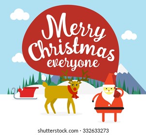 Flat Design Vector Illustration for Christmas / Santa