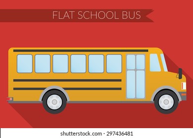 Flat design vector illustration city Transportation, school bus, side view 