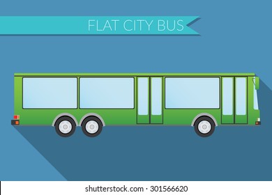 Flat design vector illustration city Transportation, city bus, side view 