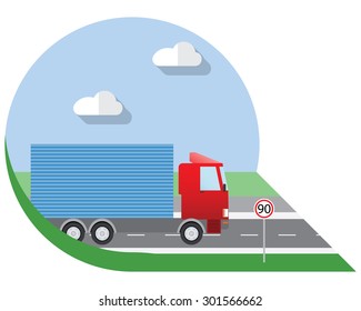 Flat design vector illustration city Transportation, small truck for transportation cargo, side view icon