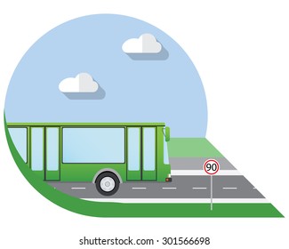 Flat design vector illustration city Transportation, city bus, side view icon