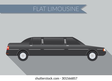 Flat design vector illustration city Transportation, limousine, side view 