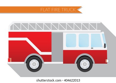 Flat design vector illustration city Transportation, fire truck, side view .