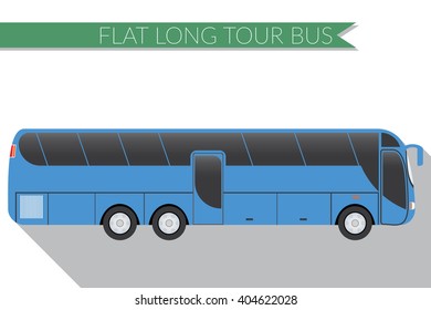 Flat design vector illustration city Transportation, Bus, intercity, long distance tourist coach bus, side view .