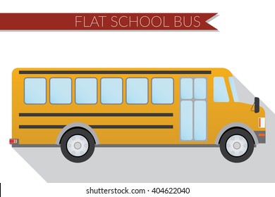 Flat design vector illustration city Transportation, school bus, side view .