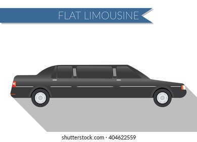 Flat design vector illustration city Transportation, limousine, side view .