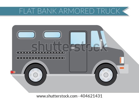 Flat design vector illustration city Transportation, bank armored Truck, side view .