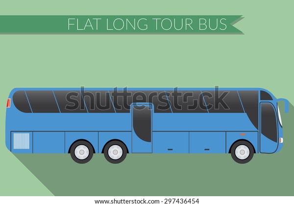 Flat design\
vector illustration city Transportation, Bus, intercity, long\
distance tourist coach bus, side view\

