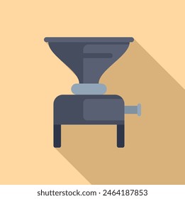 Flat design vector illustration of a classic manual coffee grinder with a retro feel