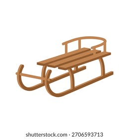Uma ilustração de vetor de design plano de um trenó de madeira clássico