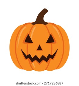 A flat design vector illustration of a classic jack-o'-lantern